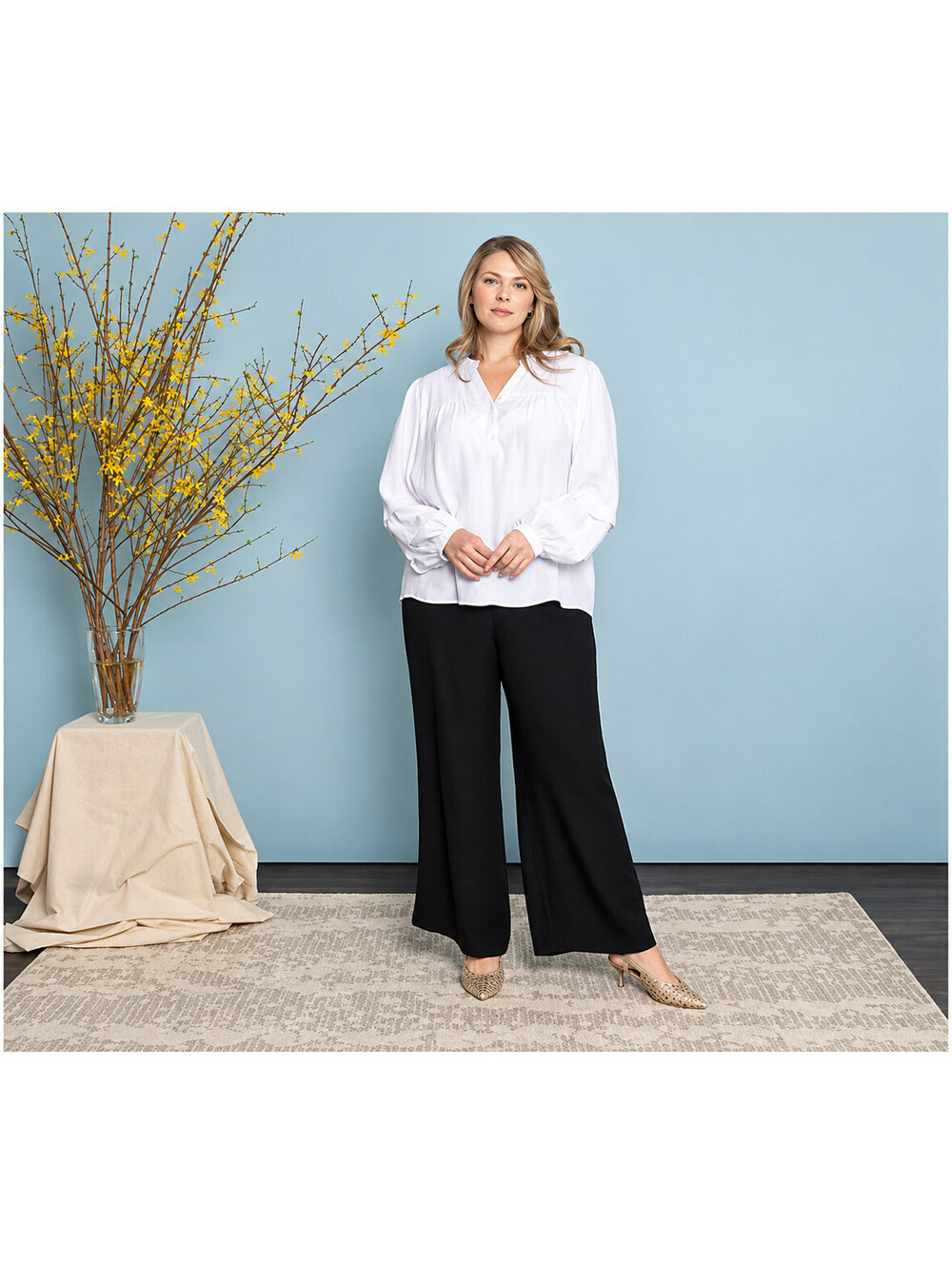 nicole by Nicole Miller Regular Pull-On Sally Pucker Wide Leg Pant Black Size 1X